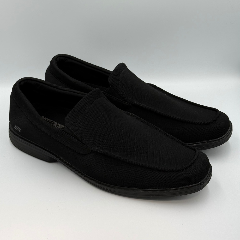 Skechers Caswell Lander Dress Knit Men 11.5 Loafers Black Extra Wide Fit Memory